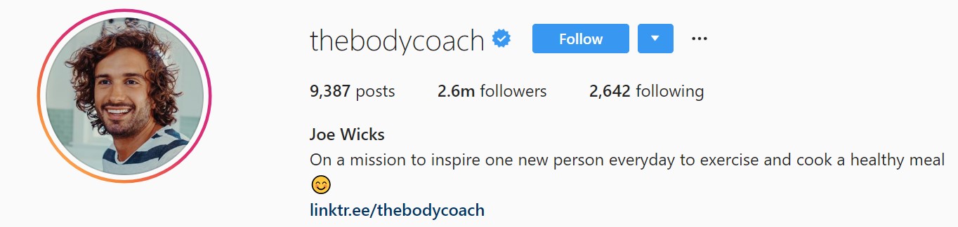 the body coach instagram bio